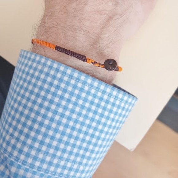 New men's jasper & sterling silver & Orange hand woven 3 pieces set bracelets - Picture 8 of 9